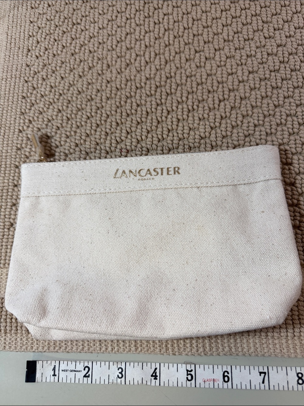 Lancaster Cream Canvas Cosmetic Pouch